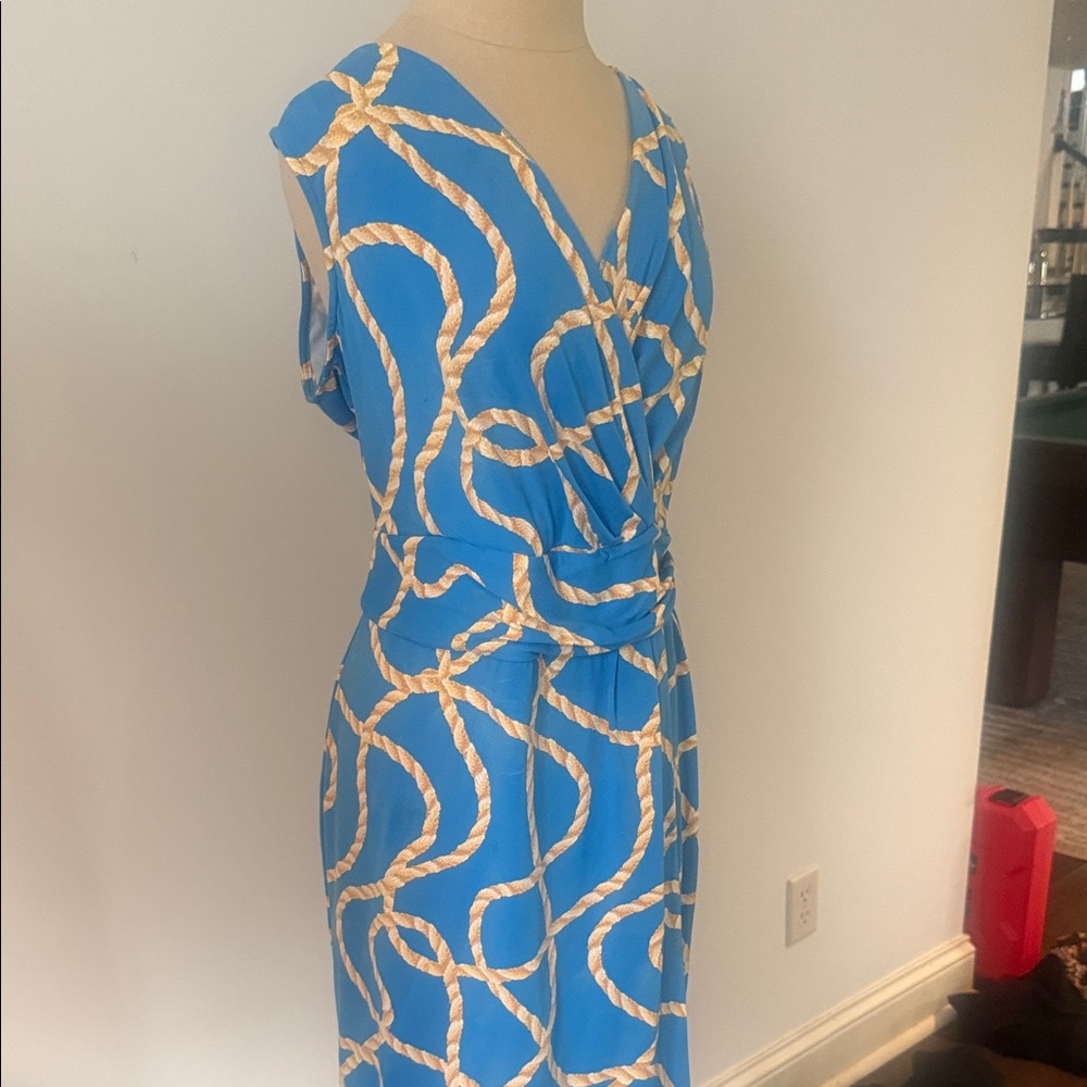J. McLaughlin Blue and Tan Rope Pattern Dress - Picture 3 of 6